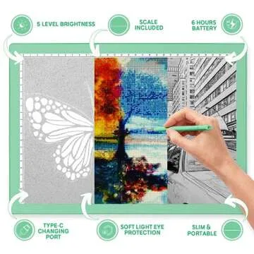 iVyne Rechargeable A4 Light Pad for Tracing & Weeding - LED Light Board for Weeding Vinyl - for Cricut Vinyl Weeding Tools - Ultra-Thin & Portable - Perfect for Artists & Crafters - Green