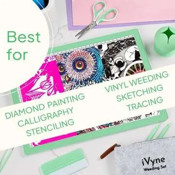 iVyne Rechargeable A4 Light Pad for Tracing & Weeding - LED Light Board for Weeding Vinyl - for Cricut Vinyl Weeding Tools - Ultra-Thin & Portable - Perfect for Artists & Crafters - Green