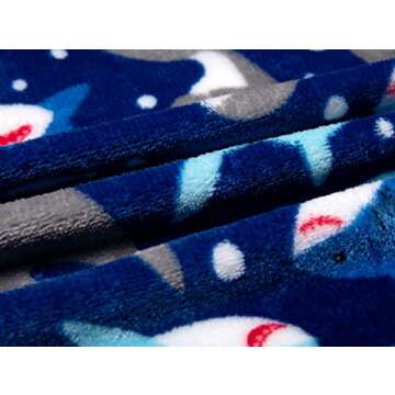 AINIBAB Boys Girls Robe Toddler Hooded Shark Plush Bathrobe for Boys Girls (Blue shark, 4-5T)