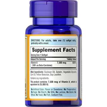 Puritan's Pride Beta Carotene 7,500mcg Softgels - Antioxidant & Eye Health Support