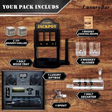 Slot Whiskey Decanter Set 32oz Whiskey Decanter Sets for Men with Spout Stones &Tray,Casino Liquor Decanter Dispenser Decanters for Alcohol Tequila Decanter Bourbon Gifts for Men Dad Him Husband