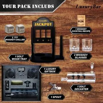 Slot Whiskey Decanter Set 32oz Whiskey Decanter Sets for Men with Spout Stones &Tray,Casino Liquor Decanter Dispenser Decanters for Alcohol Tequila Decanter Bourbon Gifts for Men Dad Him Husband