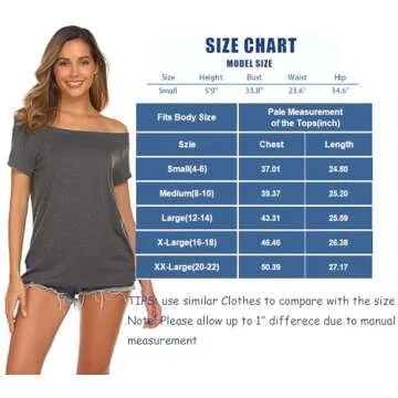 Halife Summer Clothes for Women Sexy Off Shoulder Tops Short Sleeves Wine Red M