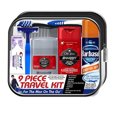 Convenience Kits International Men's Deluxe, 9-Piece Kit with Travel Size TSA Compliant Essentials ,...