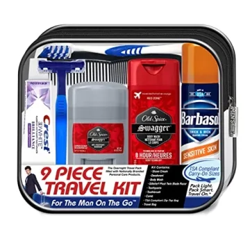 Convenience Kits International Men's Deluxe, 9-Piece Kit with Travel Size TSA Compliant Essentials ,...