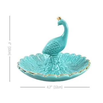 Lependor Blue Peacock Jewelry Tray for Rings and Trinkets