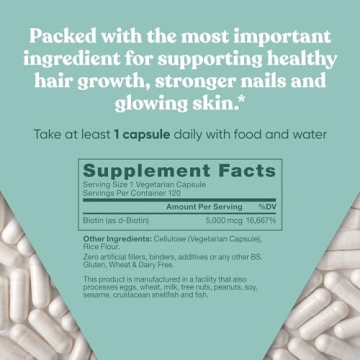 Biotin 5000 MCG Hair Skin Nails Supplement - Vegan Soft Capsules