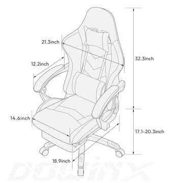 Dowinx Gaming Chair Ergonomic Racing Style Recliner with Massage Lumbar Support and Retractable Foot...