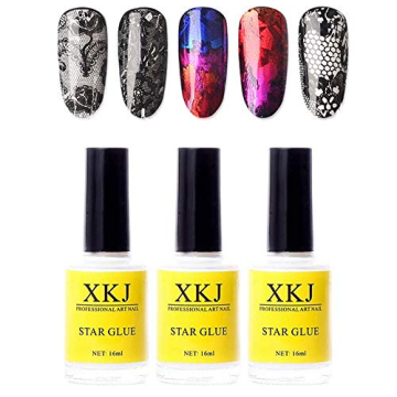 XICHEN 3 Bottles Professional Starry Sky Nail Art Glue for Foil Sticker Nail Transfer Tips Decoratio...