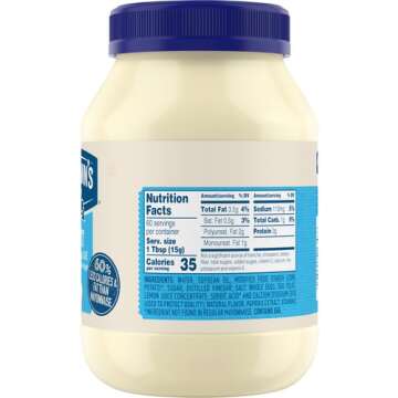 Hellmann's Light Mayonnaise Light Mayo 1 ct Creamy Condiment for Sandwiches and Simple Meals 60% Less Fat and Calories than Regular Mayonnaise 30 oz