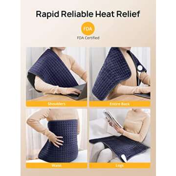 Heating Pad for Back Pain Relief, XXX-Large 33''×17'' Extra Large Electric Heating Pads for Cramps Neck and Shoulders,Moist & Dry Heat Therapy,2H Auto Off, 6 Temperature Settings, Machine Washable