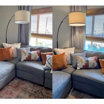 Brightech Logan Arc Floor Lamp, Bright Standing Lamp for Living Rooms, Offices & Bedrooms, Modern Living Room Décor, Tall Hanging Floor Lamp for Reading and More – Black