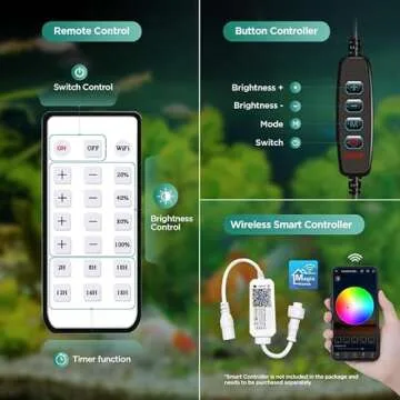 Lominie LED Aquarium Light, Planted Tank Light 4 Channels Remote Control 6500K Aquarium LED Lamp for Freshwater Fish Tank Refugium with Gooseneck (A20 18W Freshwater)