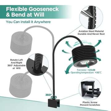 Lominie LED Aquarium Light, Planted Tank Light 4 Channels Remote Control 6500K Aquarium LED Lamp for Freshwater Fish Tank Refugium with Gooseneck (A20 18W Freshwater)