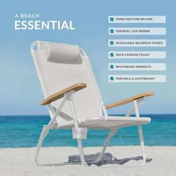 Water Buffalo Beach Chair with Backpack Straps - Luxurious & Folding