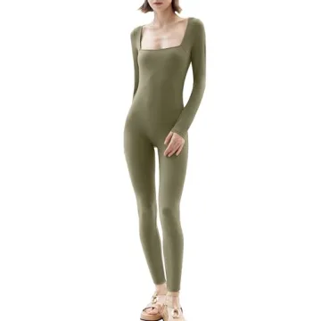PUMIEY Women's Long Sleeve Bodycon Jumpsuit - Chic Versatile Outfit