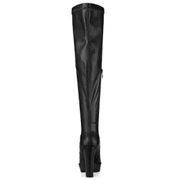 Allegra K Women's Platform Boots Chunky Heel Black Over Knee High Boots 9.5 M US