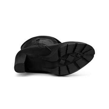 Allegra K Women's Platform Boots Chunky Heel Black Over Knee High Boots 9.5 M US