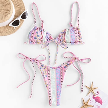 Shop YODNBUK Leaf Print High Cut Bikini Set Online