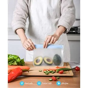 Gridlabs Reusable Storage Bags | Premium Set of 10 Bags | Perfect Food Bags for Lunch Sandwich and Kids Snacks | Leakproof Extra Thick Food Safe Material – Freezer Safe