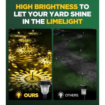 10 Pack Ultra Bright Solar Lights Outdoor Waterproof, from Dusk to Dawn Up to 12H Solar Lights for Outside, Auto On/Off Solar Powered Garden Pathway Lights, Landscape Lighting (Warm White, 10Pack)