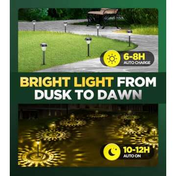 10 Pack Ultra Bright Solar Lights Outdoor Waterproof, from Dusk to Dawn Up to 12H Solar Lights for Outside, Auto On/Off Solar Powered Garden Pathway Lights, Landscape Lighting (Warm White, 10Pack)