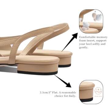 Adrizzlein Womens Slingback Flat Pumps - Stylish Comfort