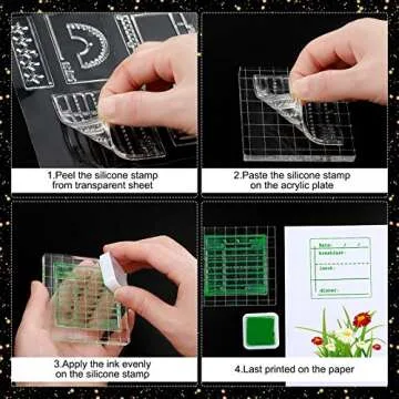 Zonon 18 Pieces Journal Stamps Clear Journal Stamps, 4 Sheets Silicone Calendar Planner Stencils for Bullet, Week Dates Month Organizer Tasks Ideas DIY Making Crafts Scrapbooking Supplies