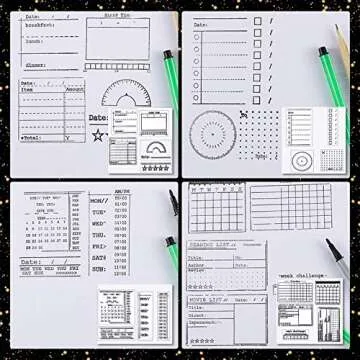 Zonon 18 Pieces Journal Stamps Clear Journal Stamps, 4 Sheets Silicone Calendar Planner Stencils for Bullet, Week Dates Month Organizer Tasks Ideas DIY Making Crafts Scrapbooking Supplies