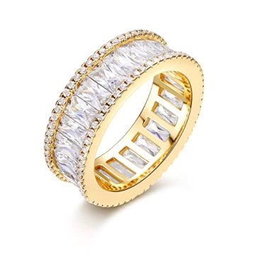 MDFUN 18K Yellow Gold Plated Eternity Rings for Women Cubic Zirconia Wedding Promise Engagement Band...