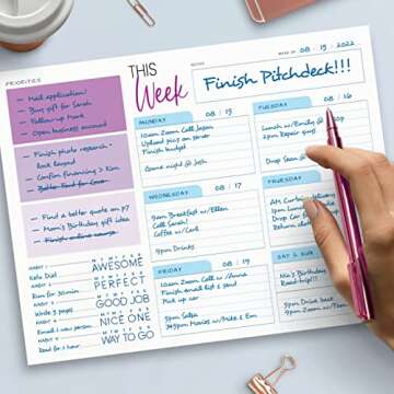 Weekly Planner Pad - Undated To Do List Notepad with Habit Tracker - 11 x 8.5" - 52 Tear-Off Sheets ...