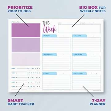 Weekly Planner Pad with Habit Tracker for Efficient Planning
