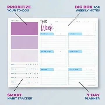 Weekly Planner Pad with Habit Tracker for Efficient Planning