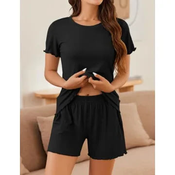 Ekouaer Women's Ribbed Knit Pajamas Set for Summer