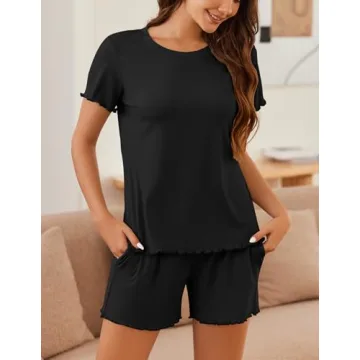 Ekouaer Women's Ribbed Knit Pajamas Set for Summer