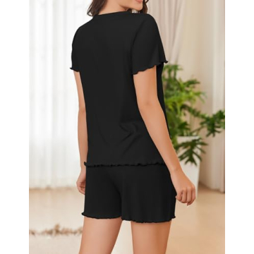 Ekouaer Women's Ribbed Knit Pajamas Set for Summer