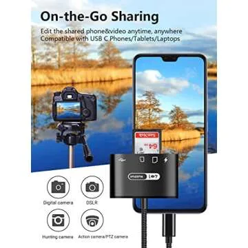 USB C 4 in 1 SD Card Reader with Charging Port 512GB Support