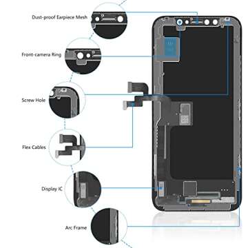 for iPhone X Screen Replacement 5.8 inch, Mobkitfp Front LCD Digitizer Display for iPhone 10/X with 3D Touch & Face ID for A1865,A1901,A1902 with Waterproof Adhesive+Tempered Glass+Repair Tools