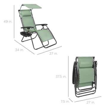 Best Choice Products Folding Zero Gravity Outdoor Recliner Patio Lounge Chair w/Adjustable Canopy Sh...