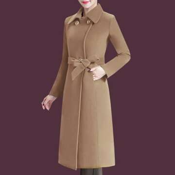 Aprsfn Women's Winter Wool Coats Warm Double-breasted Notched Lapel Jackets Midi Long Peacoat Long S...