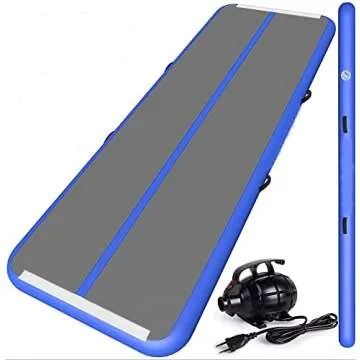 Air Mat Tumble Track 10ft/13ft/16ft/20ft Inflatable Gymnastics Tumbling Mat 4/6/8 inchs Thickness Mats for Home Use/Gym/Yoga/Training/Cheerleading/Outdoor/Beach/Park with Electric Air Pump Blue1