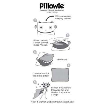 Pillowie - Cute Travel Pillow and Blanket Set - Portable Comfort Item for Children - Moss