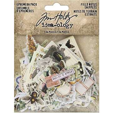 Tim Holtz Field Notes Ephemera & Snippets Pack - 268 Pieces