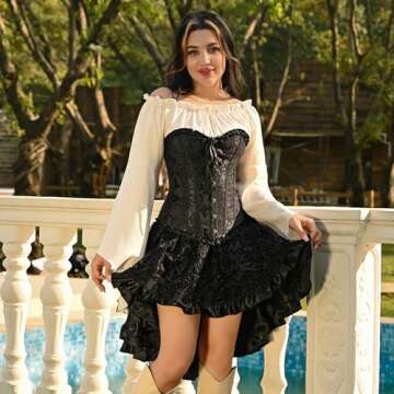 frawirshau Corset Top Black Corsets for Women Renaissance Corset Plus Size Corset Women's Bustiers & Corsets Black Size L