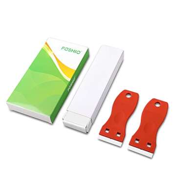 FOSHIO 2PCS Plastic Razor Blade Scraper Tool Set with 100 Blades for Adhesive and Label Removal