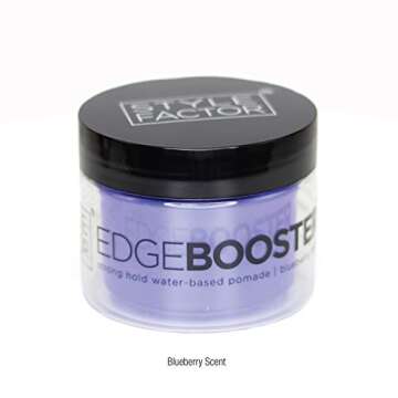 EDGE BOOSTER Style Factor Strong Hold Water-Based Pomade - Super Shine & Moisture 3.38oz (BLUEBERRY)