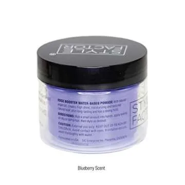 EDGE BOOSTER Style Factor Strong Hold Water-Based Pomade - Super Shine & Moisture 3.38oz (BLUEBERRY)