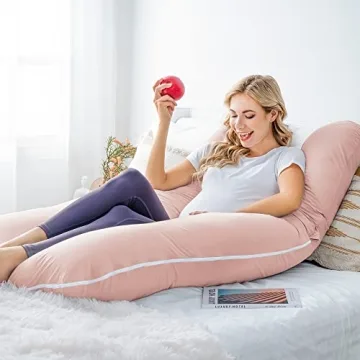 Meiz Cooling Pregnancy Pillow with Soft Jersey Cover