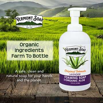 Vermont Soap Organic Lavender Foaming Hand Soap - Gentle Moisturizing Soap for Dry Skin 12 oz