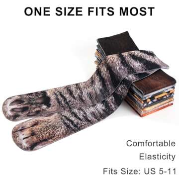 Funny 3D Animal Paw Crew Socks for All Ages